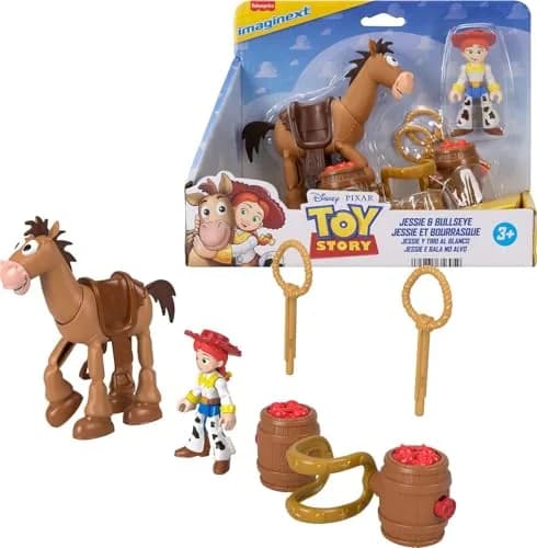 Fisher-Price Imaginext Toy Story Jessie & Bullseye Play Set 3-inch Action Figure, Bullseye Horse, Saddle & Lasso Projectiles | ASTM-Tested thumbnail 1