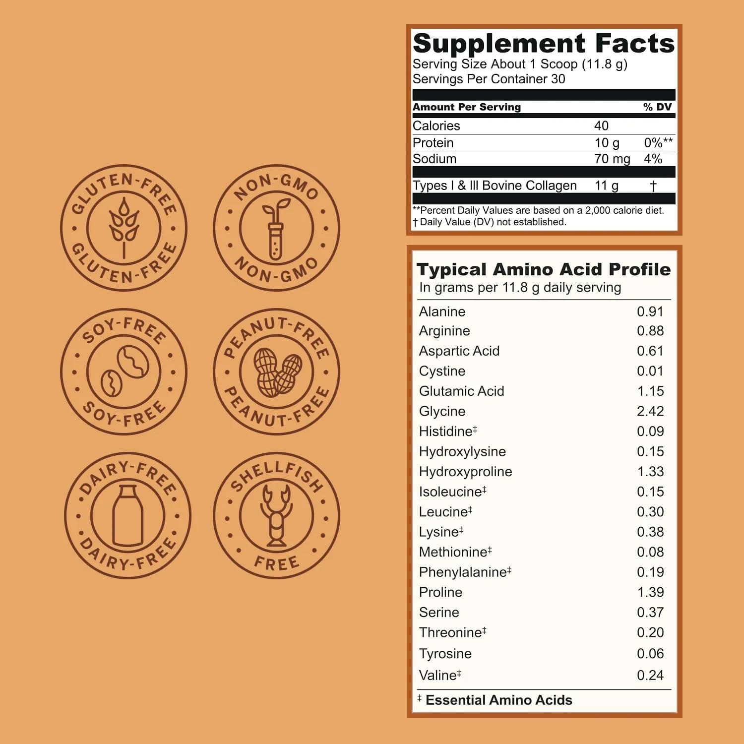 Live Conscious Collagen Peptides Powder Hazelnut 12.4oz (353g) | Type I & III Grass-Fed Bovine Protein for Skin, Hair, Nails & Joints - view 7