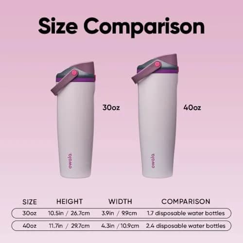 Owala FreeSip Sway Stainless Steel Water Bottle 40 oz Dreamy Field | Insulated & Leak-Proof for Daily Use thumbnail 6