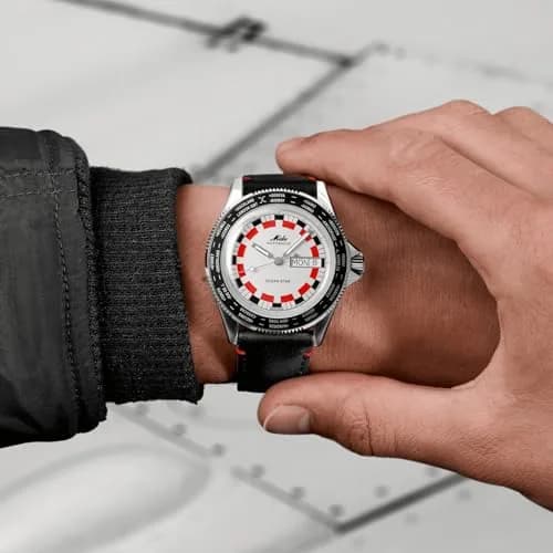 MIDO Ocean Star Worldtimer Swiss Automatic Watch for Men - 40.5mm Stainless Steel & Leather Strap thumbnail 2