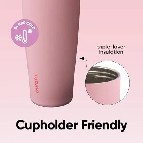 Owala FreeSip Tumbler 40 oz Stainless Steel Water Bottle Angel Food Cake | Double-Wall Insulated, Leak-Proof, 24-Hour Cold thumbnail 4