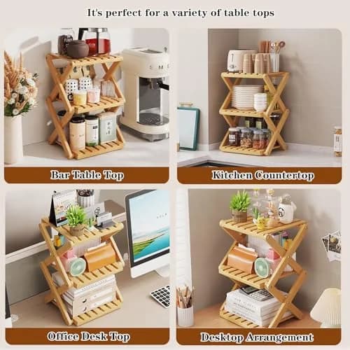 Akloya 3-Tier Folding Shoe Rack 27cm x 26cm x 39cm | Natural Bamboo, Space-Saving Design thumbnail 5