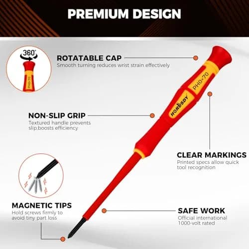 HORUSDY 12-Piece Precision Screwdriver Set | 1000V Insulated, Magnetic Tips & Rotatable Cap for Electronics & Electrical Work thumbnail 4