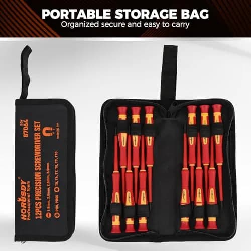 HORUSDY 12-Piece Precision Screwdriver Set | 1000V Insulated, Magnetic Tips & Rotatable Cap for Electronics & Electrical Work thumbnail 8