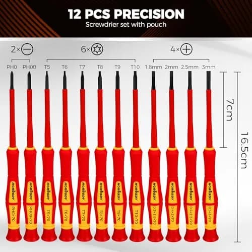HORUSDY 12-Piece Precision Screwdriver Set | 1000V Insulated, Magnetic Tips & Rotatable Cap for Electronics & Electrical Work thumbnail 3