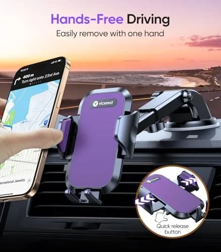 VICSEED Stable Car Phone Holder [Upgraded Strongest Suction, Won't Break] | Universal 4-7 inch Smartphone Compatibility thumbnail 7