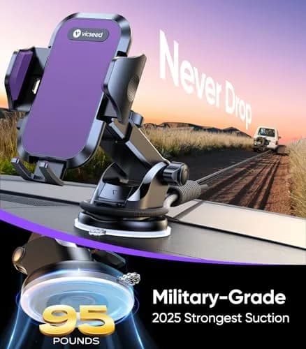 VICSEED Stable Car Phone Holder [Upgraded Strongest Suction, Won't Break] | Universal 4-7 inch Smartphone Compatibility thumbnail 3