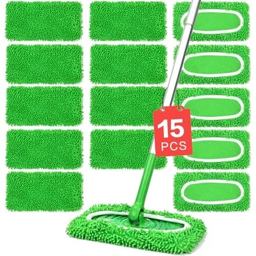 ZMZPA Reusable Microfiber Mop Pads 15 Pack | Compatible with Sweeper Mop for Hardwood & Surface Cleaning thumbnail 1