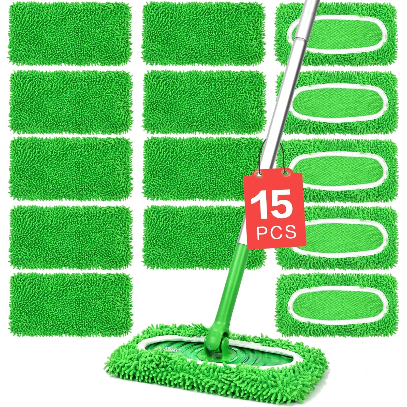 ZMZPA Reusable Microfiber Mop Pads 15 Pack | Compatible with Sweeper Mop for Hardwood & Surface Cleaning - main product image