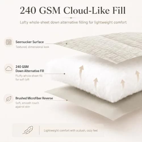 CozyLux Oversized King Comforter Set 120x98 in (305x249 cm), 7-Piece Beige Seersucker Bedding Set | OEKO-TEX Certified thumbnail 3