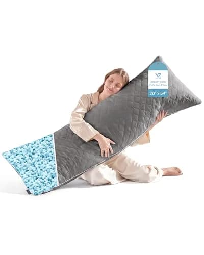 YZ HOME Long Body Pillow for Adults | Firm Support with Shredded Memory Foam (20x54 Inch, Grey) thumbnail 1