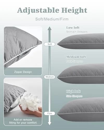 YZ HOME Long Body Pillow for Adults | Firm Support with Shredded Memory Foam (20x54 Inch, Grey) thumbnail 6