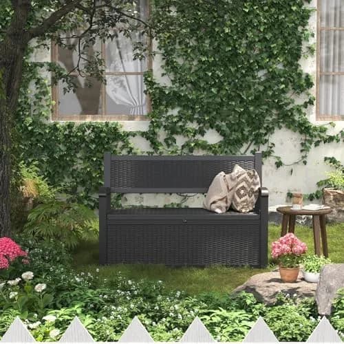 LHBcraft 70 Gallon Lockable Outdoor Storage Bench Waterproof | Heavy-Duty Garden & Patio Seat thumbnail 6