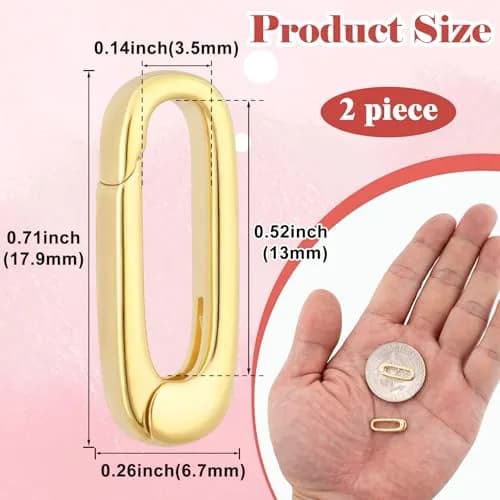 Alpinleux Gold Oval Necklace Pendant Clasp, 0.26"×0.71" | Jewelry Making Accessory thumbnail 2