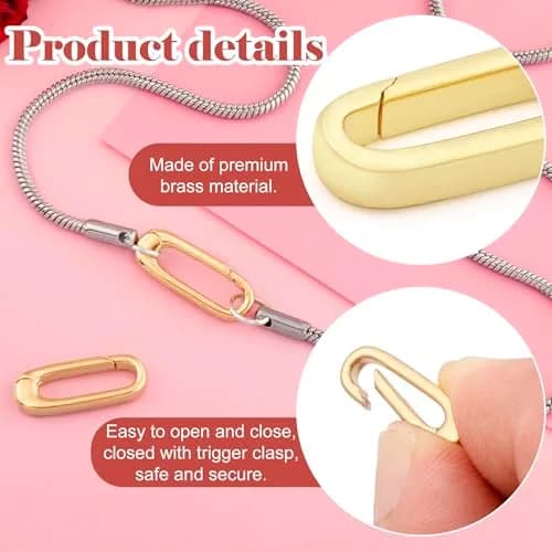 Alpinleux Gold Oval Necklace Pendant Clasp, 0.26"×0.71" | Jewelry Making Accessory thumbnail 3