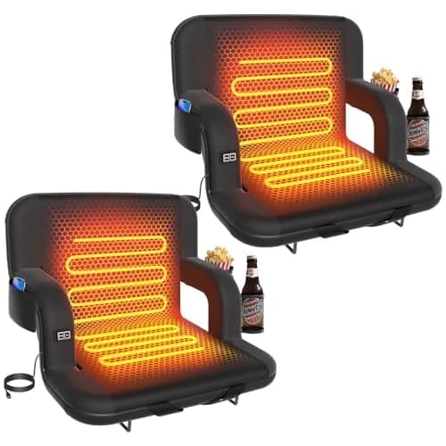 DEKEMASTER 23'' Heated Stadium Seat for Bleachers with Back Support | Portable, 3 Heat Levels, 6 Reclining Positions, Waterproof & Supportive (70-120 chars) thumbnail 1