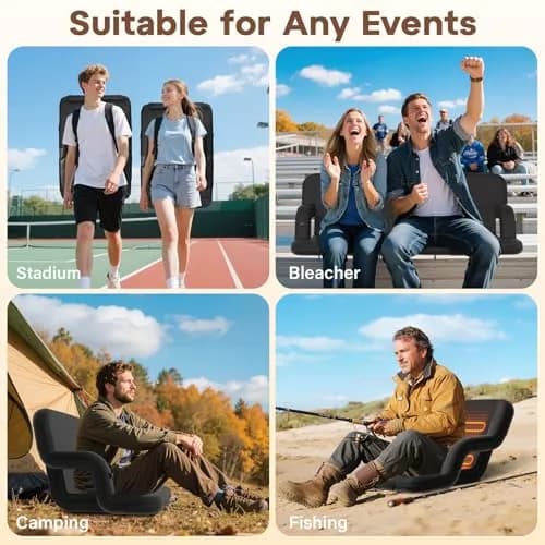 DEKEMASTER 23'' Heated Stadium Seat for Bleachers with Back Support | Portable, 3 Heat Levels, 6 Reclining Positions, Waterproof & Supportive (70-120 chars) thumbnail 6