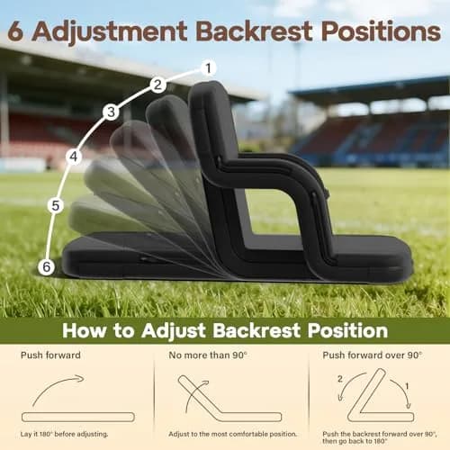 DEKEMASTER 23'' Heated Stadium Seat for Bleachers with Back Support | Portable, 3 Heat Levels, 6 Reclining Positions, Waterproof & Supportive (70-120 chars) thumbnail 3