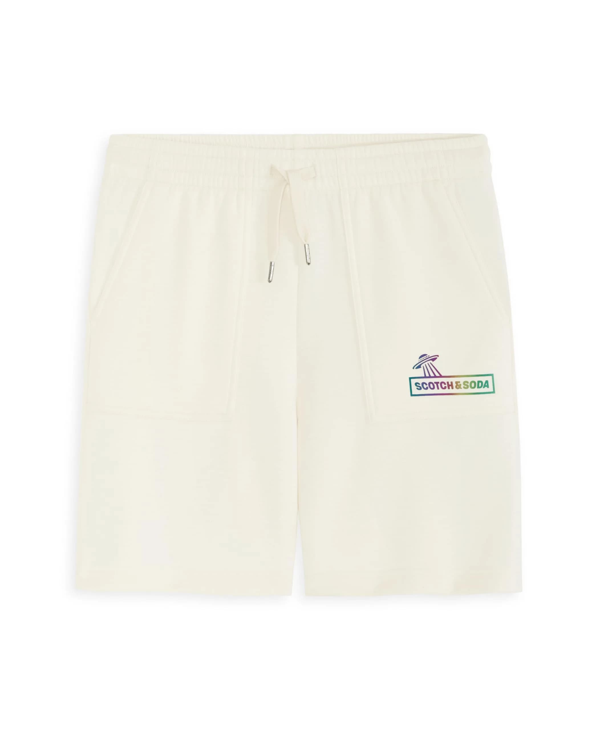 Scotch & Soda Boys Double Knit Short, Eggnog White, M | Summer Sporty Comfort