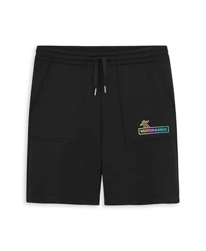Scotch & Soda Boys Double Knit Short, Meteorite Black, L | Summer Sporty Comfort thumbnail 1