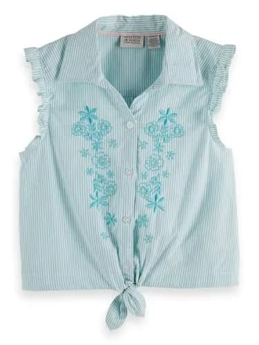 Scotch & Soda Girls 2P Top and Denim Short Set, Marine Blue, M | Summer Casual Outfit for Girls thumbnail 1