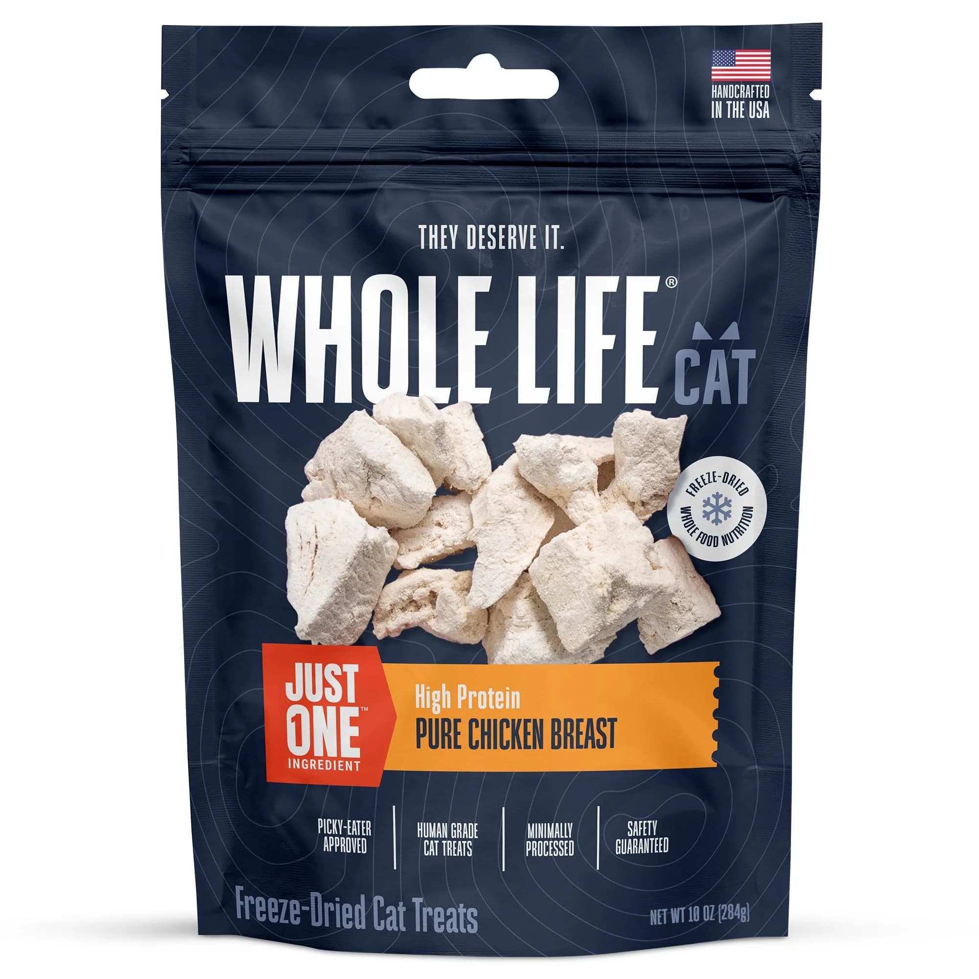 Whole Life Pet Products Just One Chicken Freeze Dried Cat Treats 283 g (10 oz) | Single Ingredient Protein-Packed Snacks