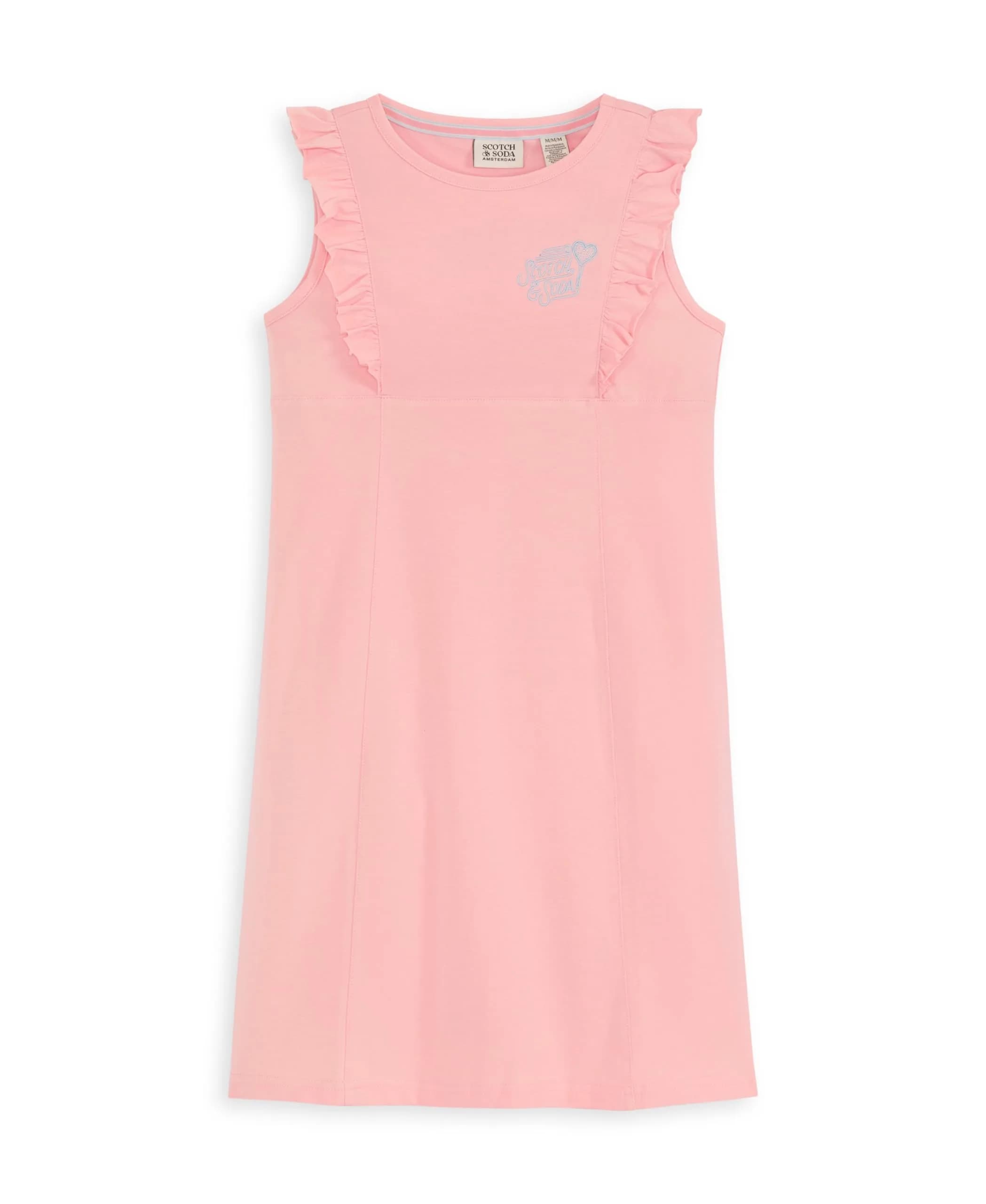 Scotch & Soda Girls Tennis Cotton Spandex Dress, Pastel Pink, L | Whimsical Summer Playwear — Medium