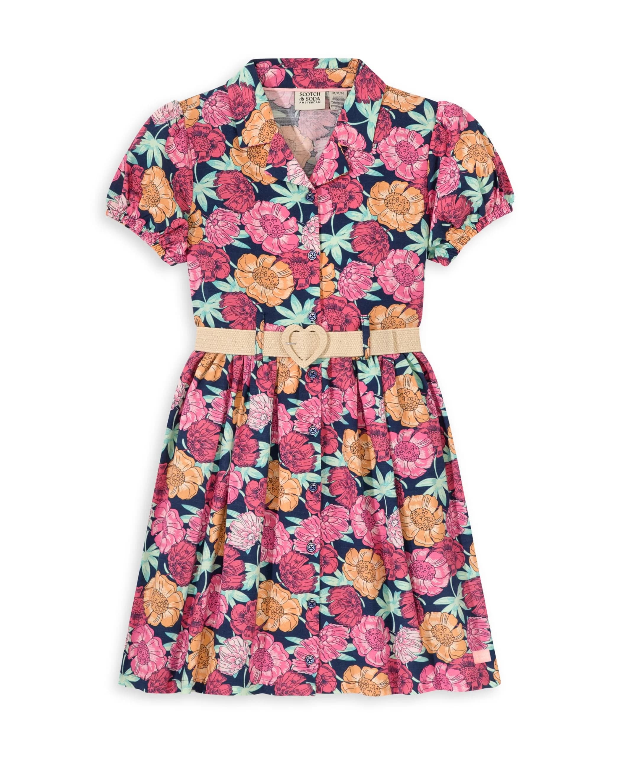 Scotch & Soda Girls Floral Belted Dress, Sargasso Floral, M | Whimsical Summer Style for Girls
