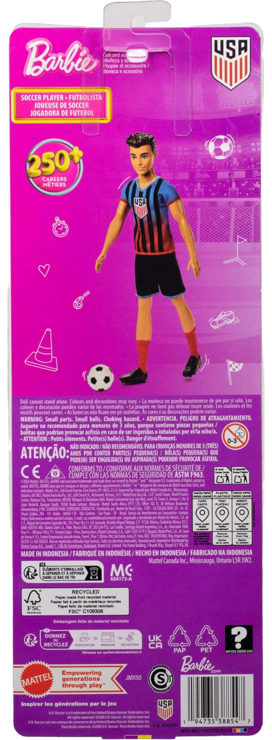 Barbie Careers USSF Soccer Player Ken Doll & Accessories | Role-Play Fun for Kids 3+ - view 6