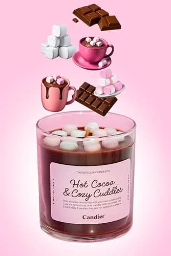 Candier Hot Cocoa & Cozy Cuddles Soy Candle 9oz | 60hr Burn Time, Rich Chocolate & Caramel Aroma thumbnail 4