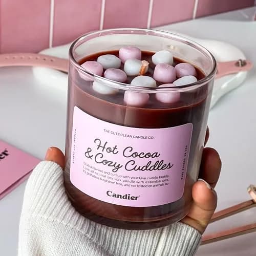 Candier Hot Cocoa & Cozy Cuddles Soy Candle 9oz | 60hr Burn Time, Rich Chocolate & Caramel Aroma thumbnail 2