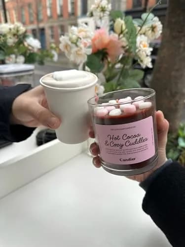 Candier Hot Cocoa & Cozy Cuddles Soy Candle 9oz | 60hr Burn Time, Rich Chocolate & Caramel Aroma thumbnail 3