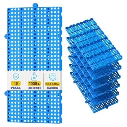 XyVoltic Plastic Pallets 10 Pack | Basement Storage, 1000lb Capacity, Blue thumbnail 1