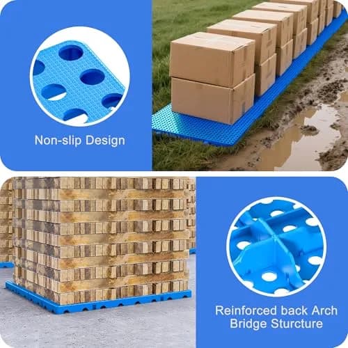 XyVoltic Plastic Pallets 10 Pack | Basement Storage, 1000lb Capacity, Blue thumbnail 5