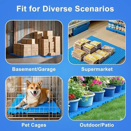 XyVoltic Plastic Pallets 10 Pack | Basement Storage, 1000lb Capacity, Blue thumbnail 7