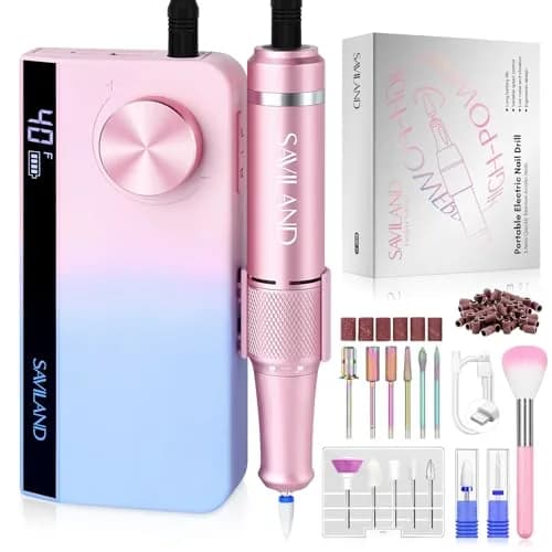 SAVILAND Advance Nail Drill Professional 40000 RPM Cordless Electric File with 13 Bits & 56 Sanding Bands | For Acrylic Nails thumbnail 1