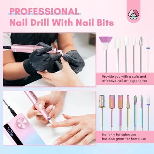 SAVILAND Advance Nail Drill Professional 40000 RPM Cordless Electric File with 13 Bits & 56 Sanding Bands | For Acrylic Nails thumbnail 5