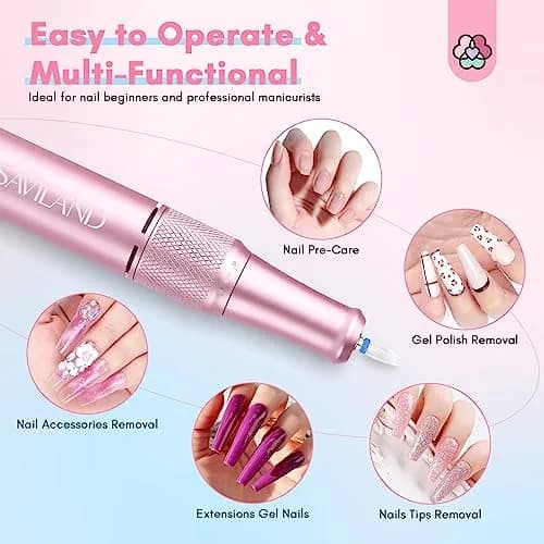 SAVILAND Advance Nail Drill Professional 40000 RPM Cordless Electric File with 13 Bits & 56 Sanding Bands | For Acrylic Nails thumbnail 3