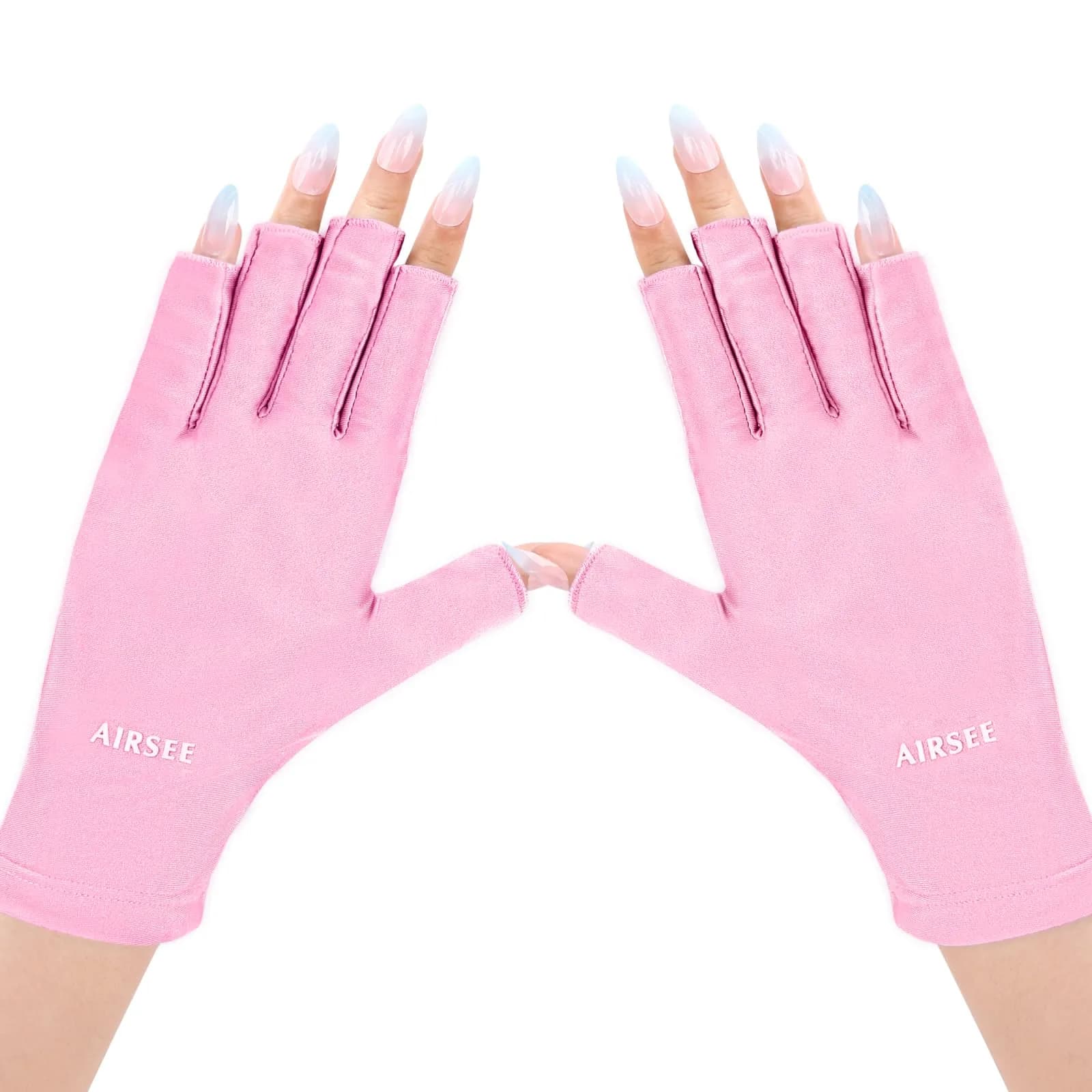 AIRSEE UV Protection Gloves for Nail Lamp, Fingerless, Light Pink | UPF50+ Shield