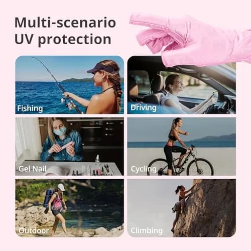 AIRSEE UV Protection Gloves for Nail Lamp, Fingerless, Light Pink | UPF50+ Shield thumbnail 6