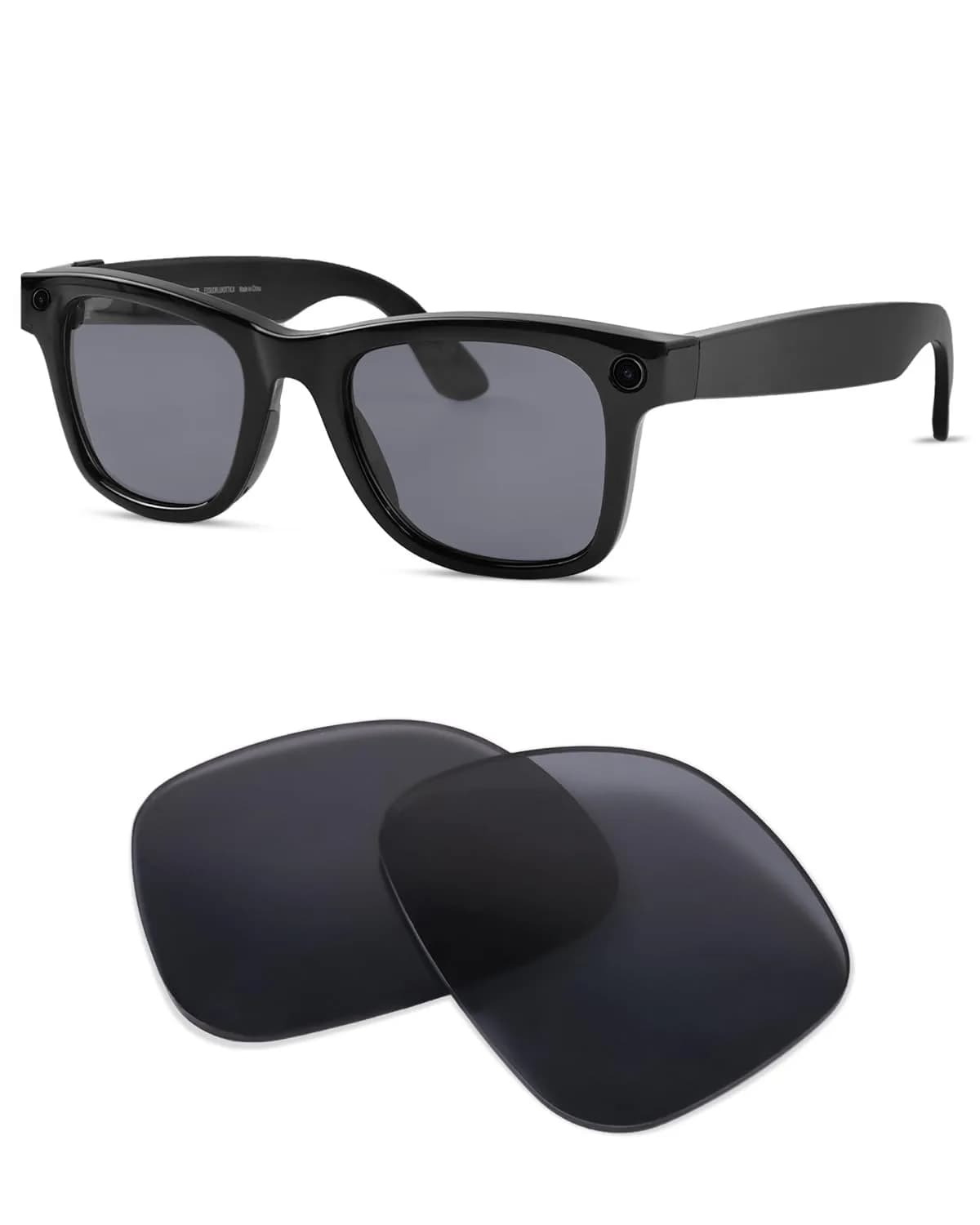BandSmith Polarized Replacement Lenses for Ray-Ban Meta Wayfarer RW4008 & RW4012 (53mm Gray) — Polarized Gray