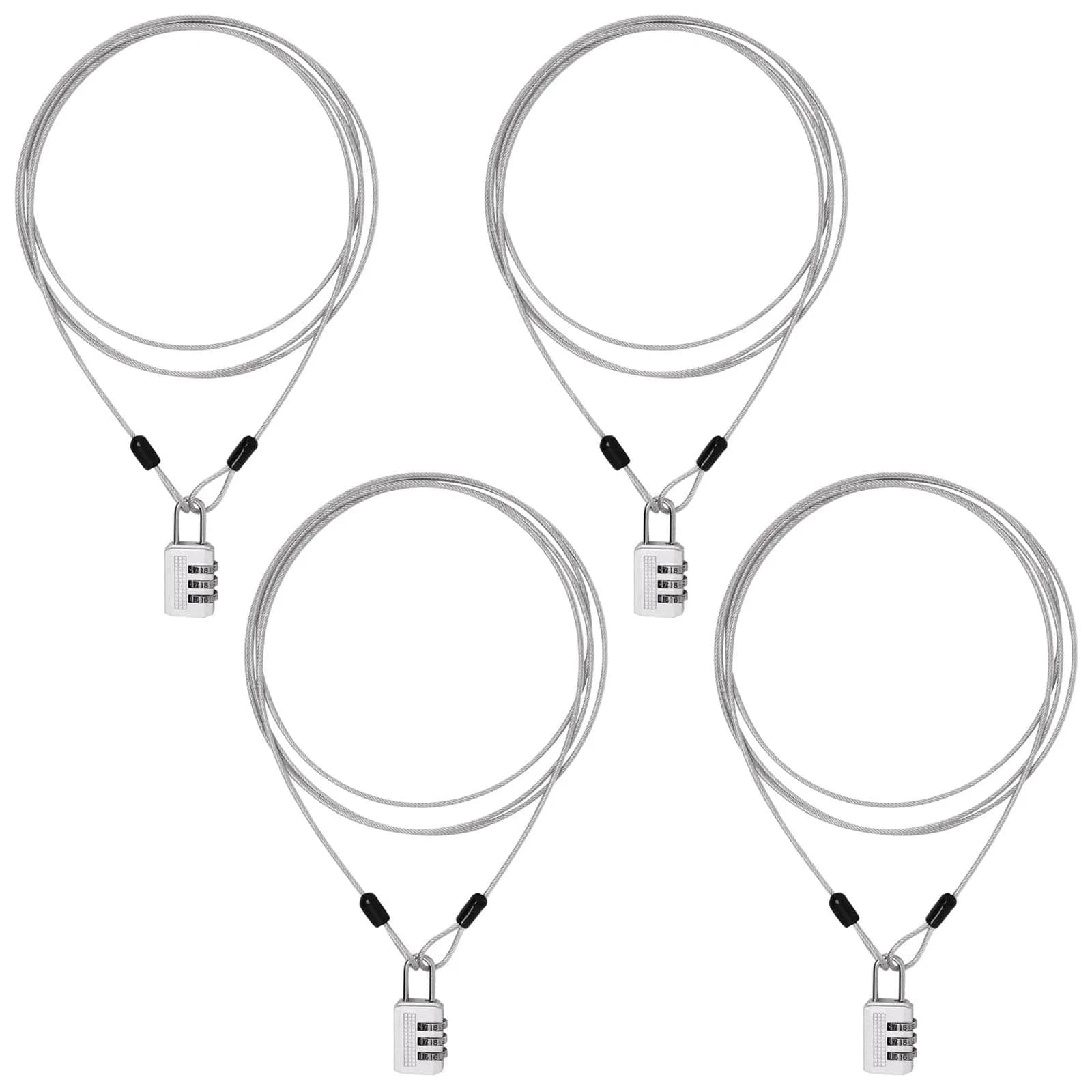 ZHMEINA Steel Cable Lock 6.6Ft Silver | Double Loop Security Cable for Bike & Luggage