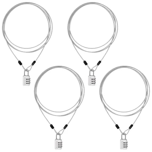 ZHMEINA Steel Cable Lock 6.6Ft Silver | Double Loop Security Cable for Bike & Luggage thumbnail 1