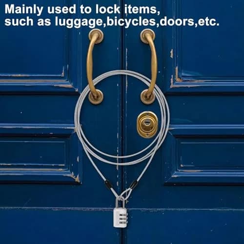 ZHMEINA Steel Cable Lock 6.6Ft Silver | Double Loop Security Cable for Bike & Luggage thumbnail 6