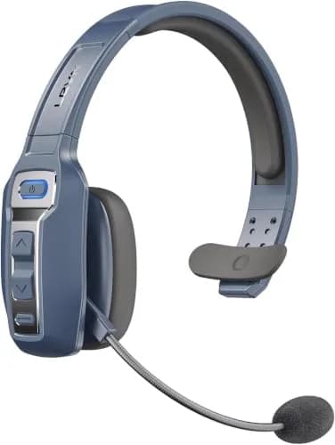 LEVN Bluetooth Headset with Microphone | 60 Hrs Battery, AI Noise Cancelling, On-Ear Wireless Headphones for Trucker & Office — Blue