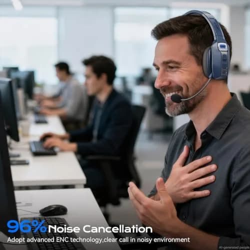 LEVN Bluetooth Headset with Microphone | 60 Hrs Battery, AI Noise Cancelling, On-Ear Wireless Headphones for Trucker & Office thumbnail 2