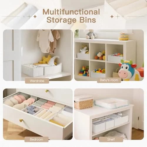 Criusia 24 Pack Drawer Organizer Bins for Baby Clothes, Underwear, Socks | 28cm (11") x 11cm (11") x 10cm (4") White thumbnail 5