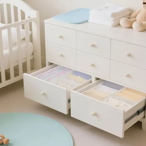 Criusia 24 Pack Drawer Organizer Bins for Baby Clothes, Underwear, Socks | 28cm (11") x 11cm (11") x 10cm (4") White thumbnail 2