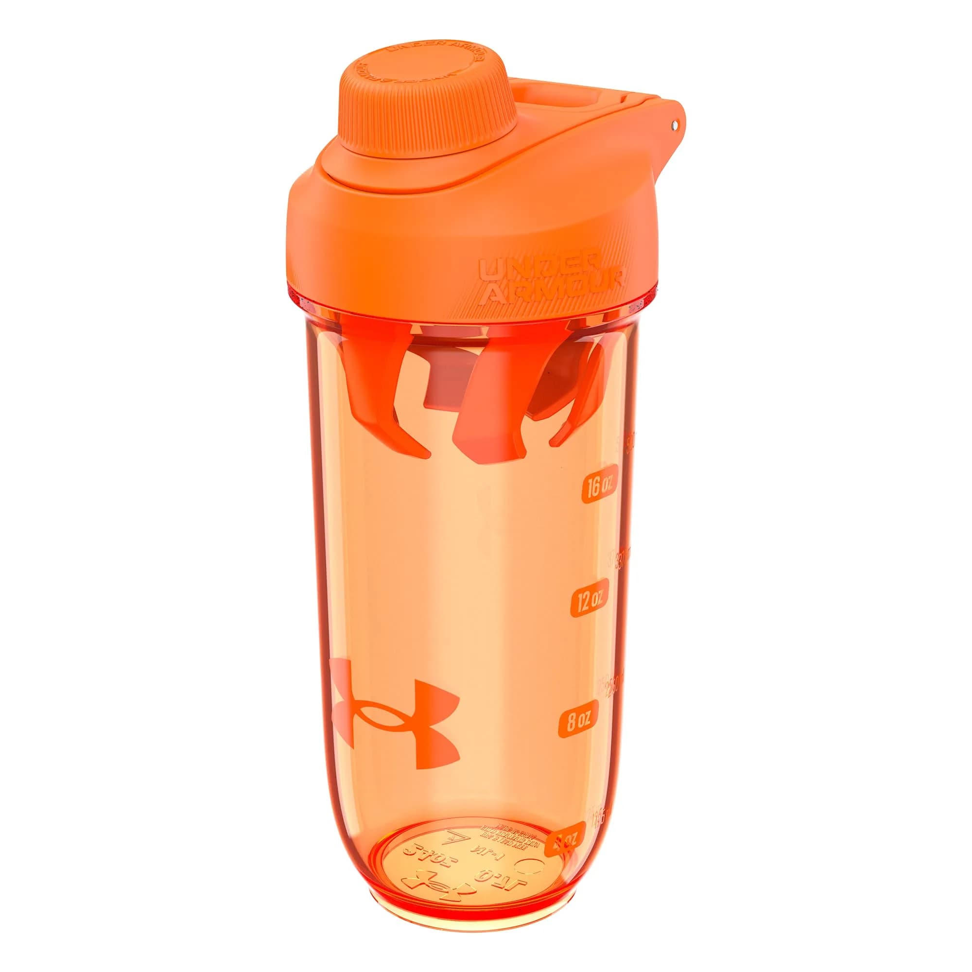 Under Armour 24oz Clarity Shaker Bottle Clear/Black | Leak-Resistant, Recycled Material, Easy to Clean — Blaze Orange/Blaze Orange