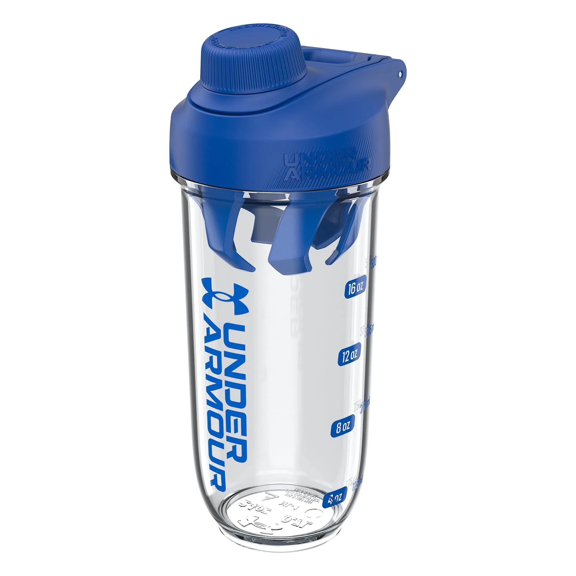Under Armour 24oz Clarity Shaker Bottle Clear/Black | Leak-Resistant, Recycled Material, Easy to Clean — Clear/Team Royal